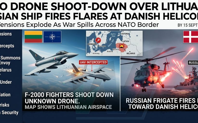 NATO Shoots Down Drone Over Lithuania as Russian Frigate Fires Flares at Danish Helicopter