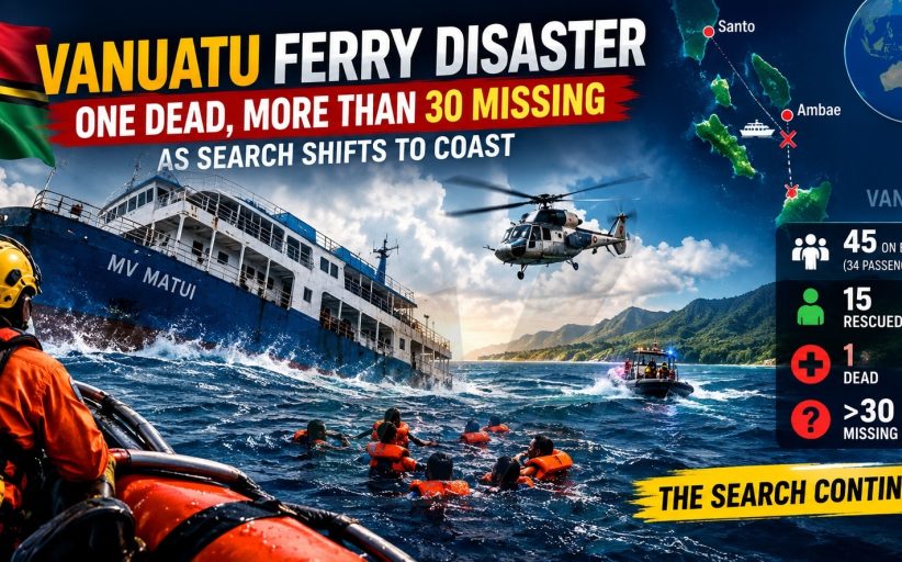 Vanuatu Ferry Disaster: One Dead, More Than 30 Missing as Search Shifts to Coast
